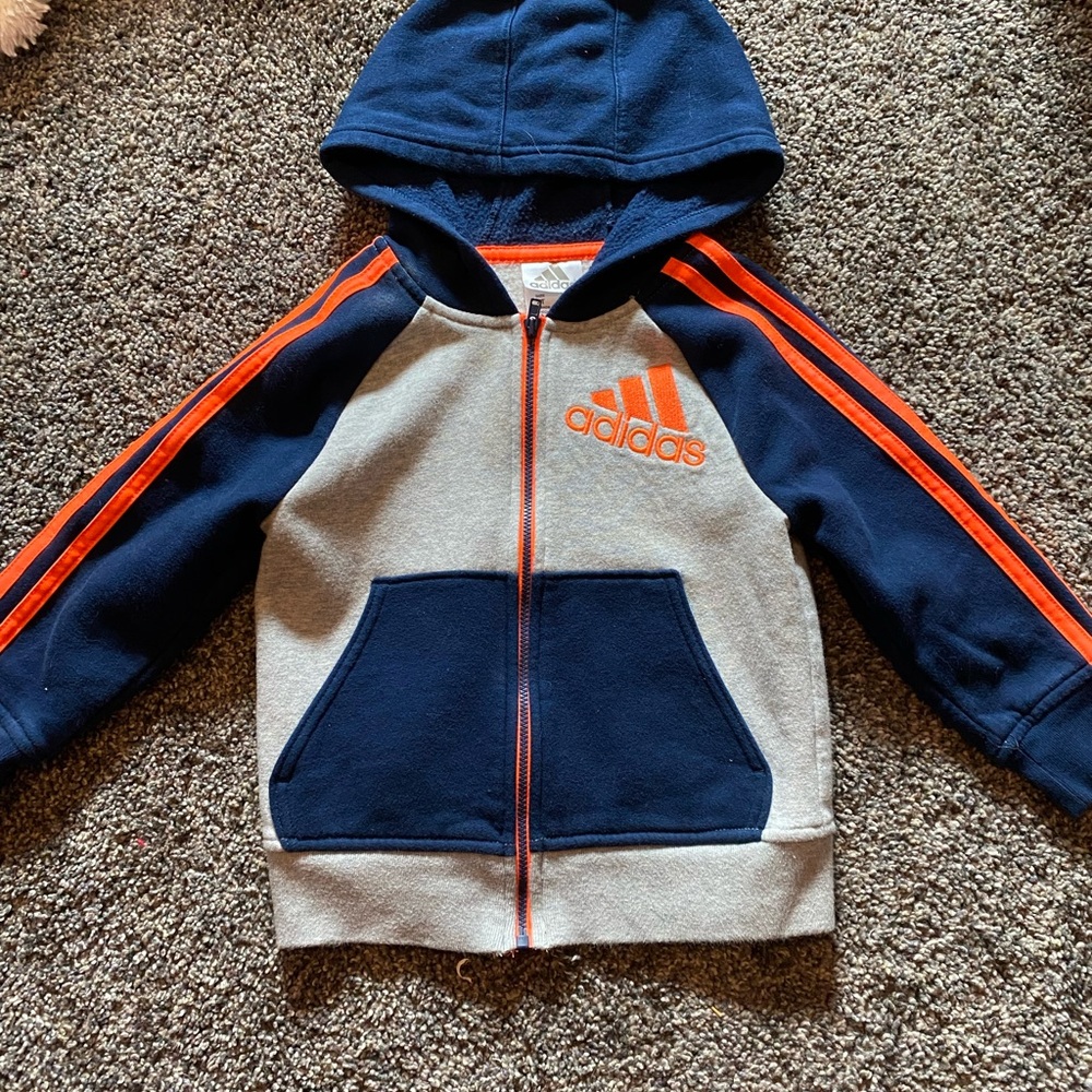 Adidas Kids Navy and Gray Hoodie